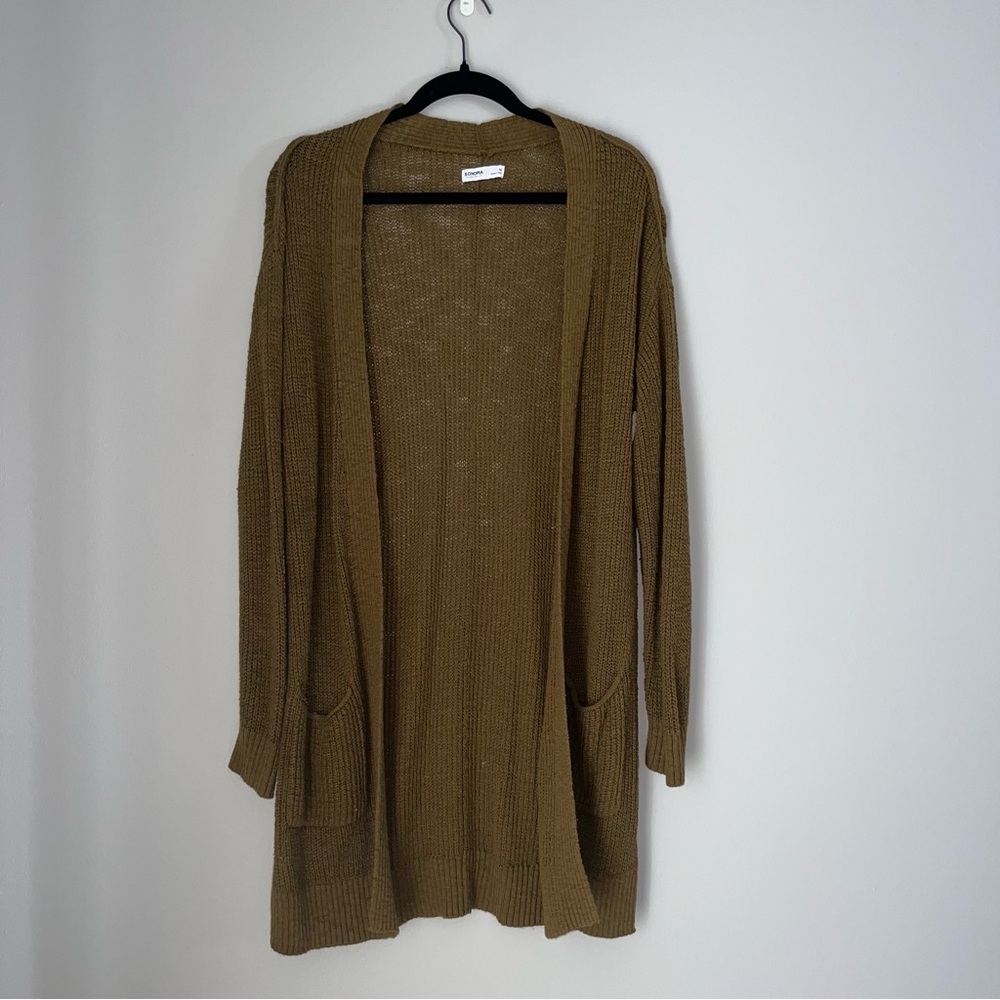 Sonoma Olive Green Open Front Sweater